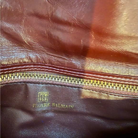 Pierre Balmain Vintage 1970s Burgundy Embossed Suede & Leather Monogram Clutch - Picture 9 of 14